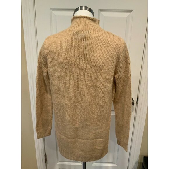 Project Naadam Camel Open Knit Turtleneck Sweater/Short Poncho, Size XS, NWT! - Picture 7 of 10